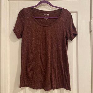 Wool& linen/merino wool blend top, plum, medium